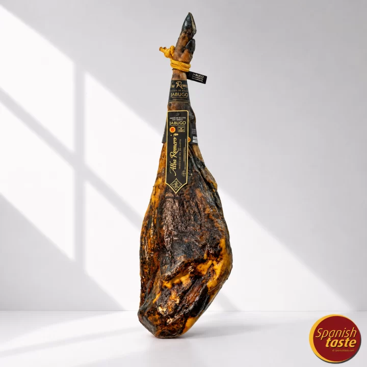Jamón de bellota 100% ibérico D.O. Jabugo A. Romero en vertical